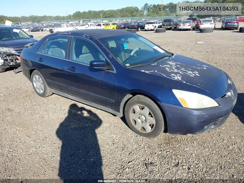 HONDA ACCORD 2005, VIN 1HGCM564X5A104393