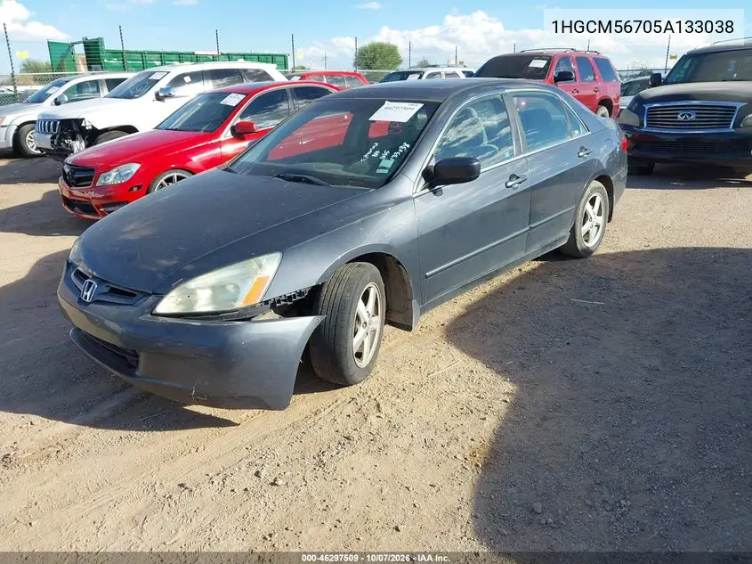 2005 HONDA ACCORD VIN 1HGCM56705A133038 — фото 2