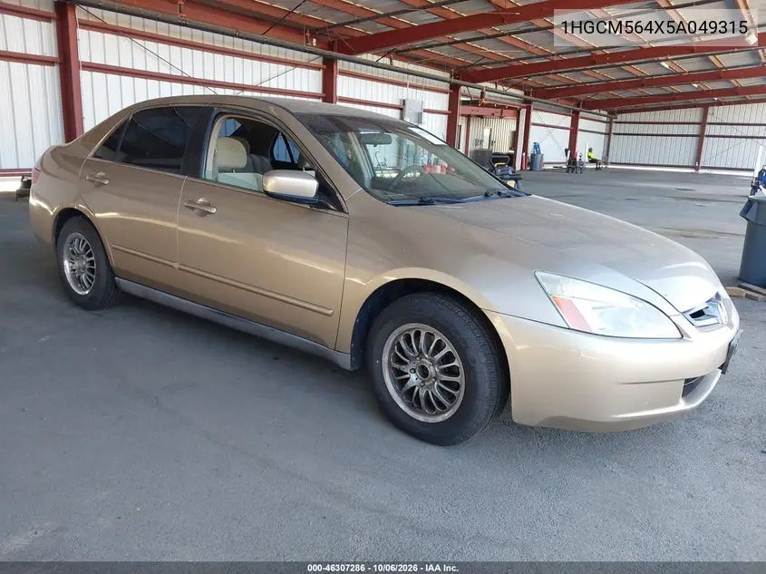 HONDA ACCORD 2005, VIN 1HGCM564X5A049315