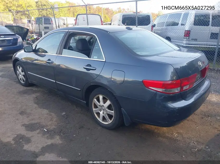 HONDA ACCORD 2005, VIN 1HGCM665X5A027295