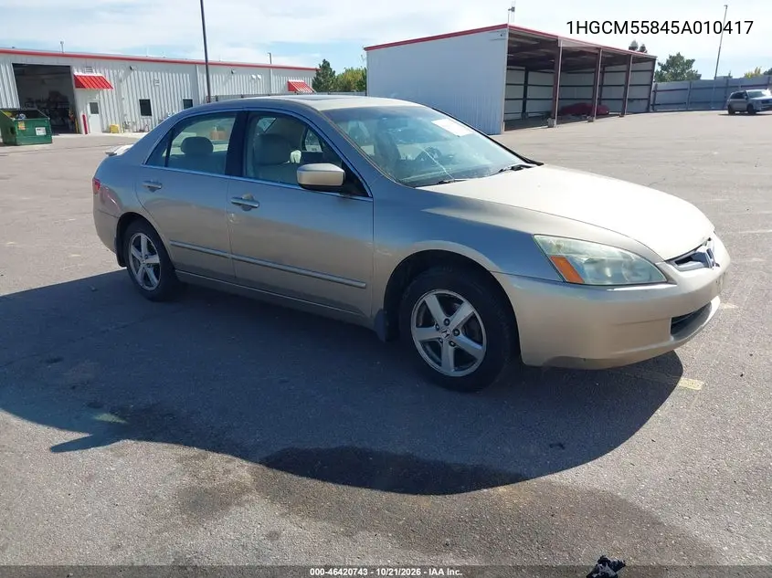 HONDA ACCORD 2005, VIN 1HGCM55845A010417
