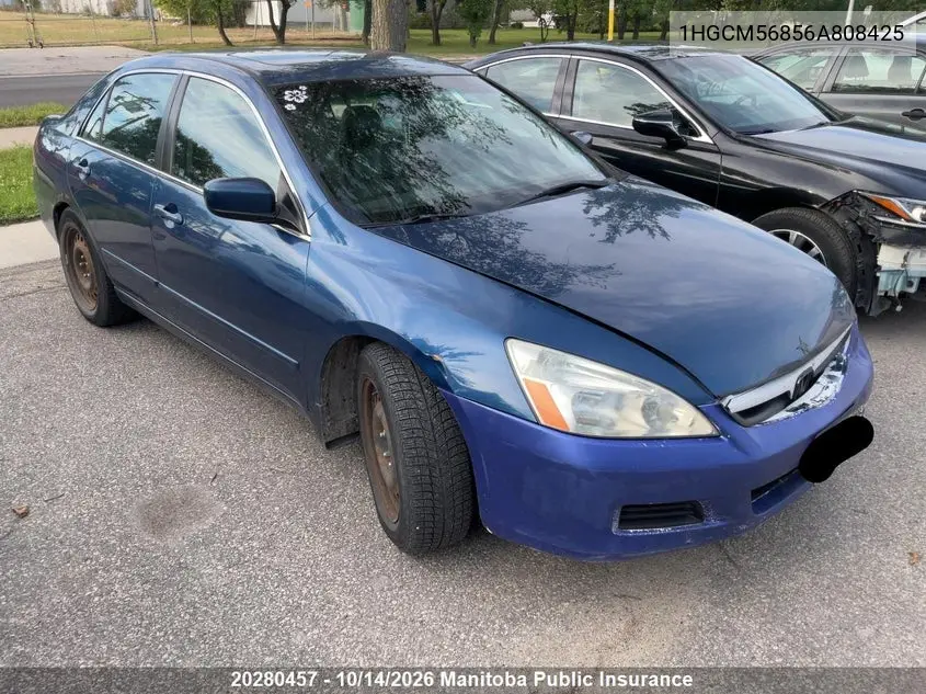 HONDA ACCORD 2006, VIN 1HGCM56856A808425