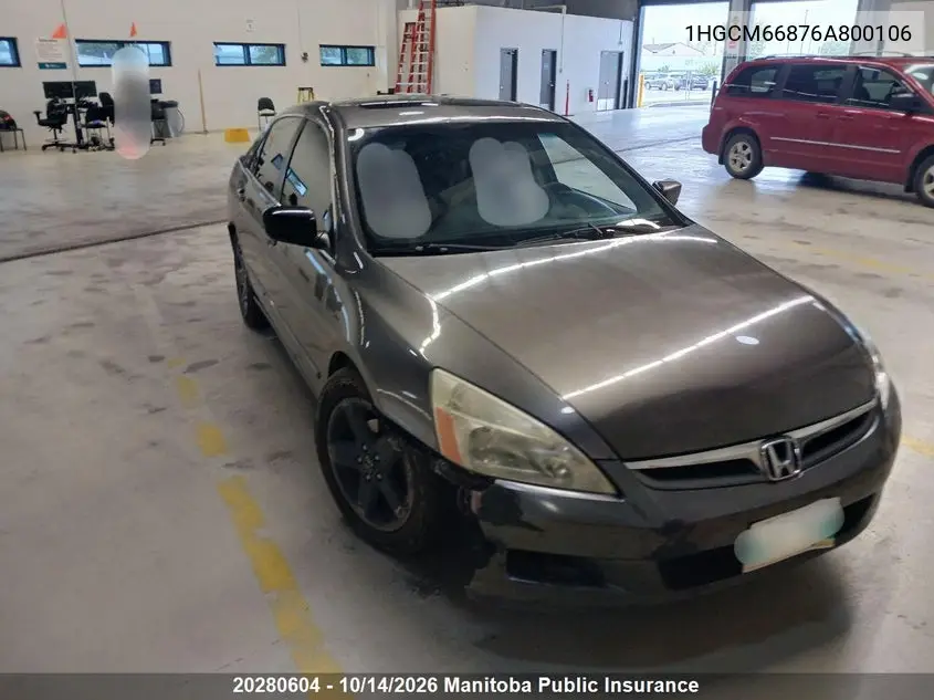 HONDA ACCORD 2006, VIN 1HGCM66876A800106