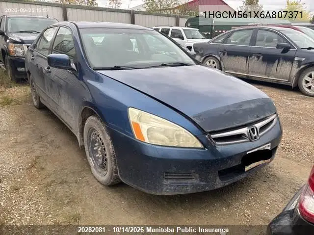 HONDA ACCORD 2006, VIN 1HGCM561X6A807371