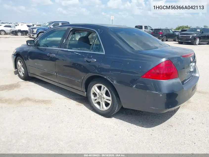 2006 HONDA ACCORD VIN 1HGCM56366A042113 — фото 3