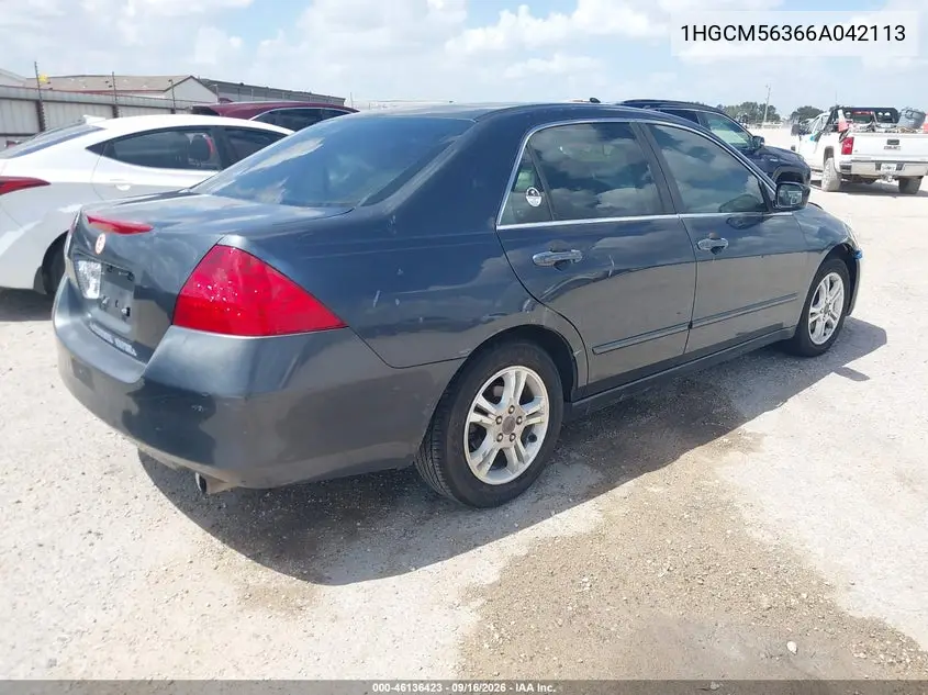 2006 HONDA ACCORD VIN 1HGCM56366A042113 — фото 4