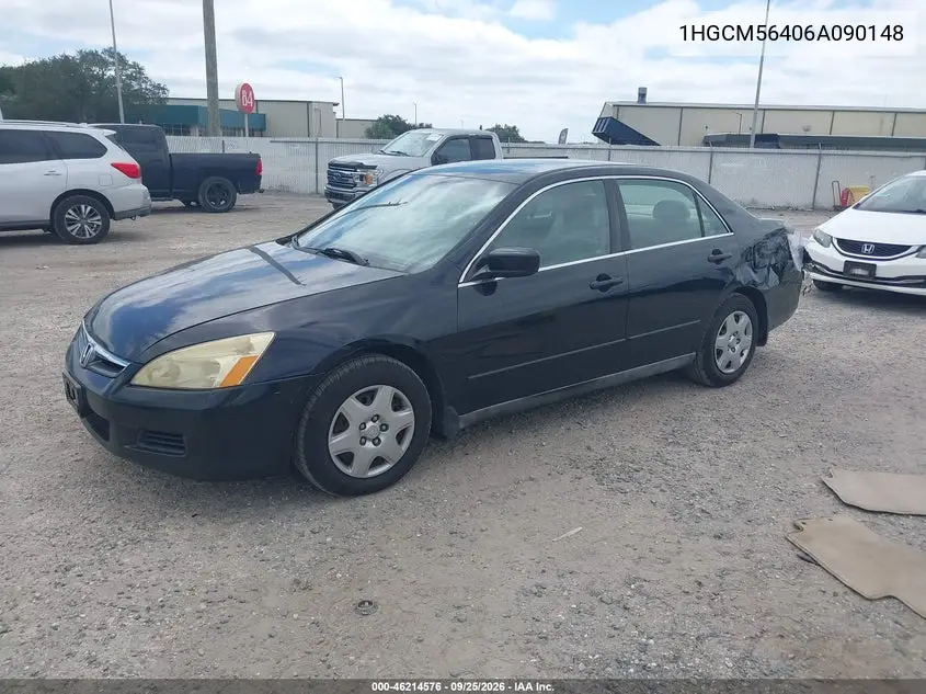 2006 HONDA ACCORD VIN 1HGCM56406A090148 — фото 2
