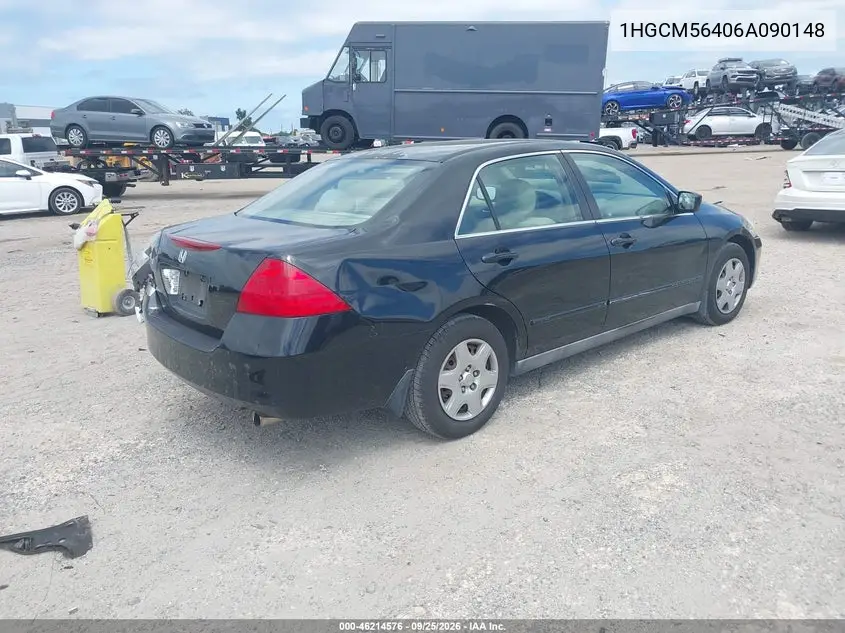 2006 HONDA ACCORD VIN 1HGCM56406A090148 — фото 4