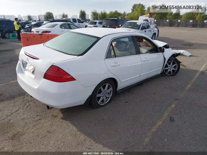 2006 HONDA ACCORD VIN 1HGCM55486A083126 — фото 4