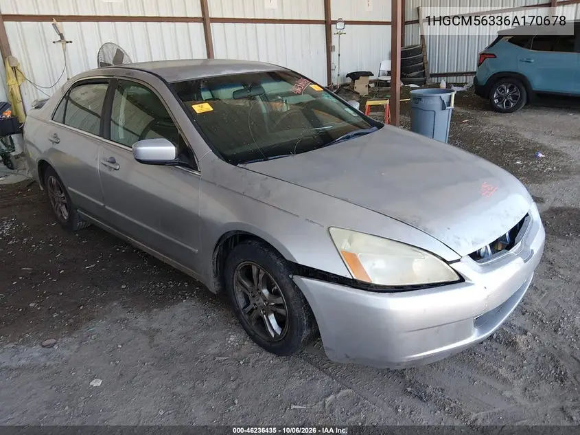 HONDA ACCORD 2006, VIN 1HGCM56336A170678