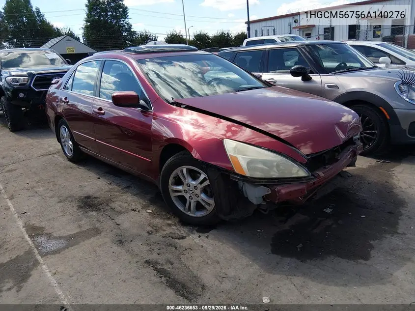 2006 HONDA ACCORD VIN 1HGCM56756A140276 — фото 2