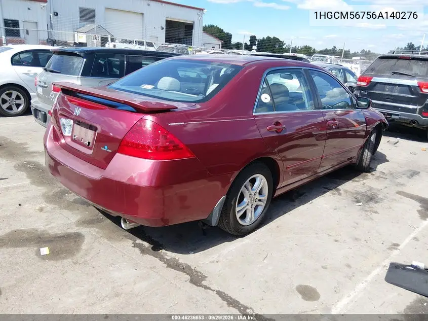 HONDA ACCORD 2006, VIN 1HGCM56756A140276