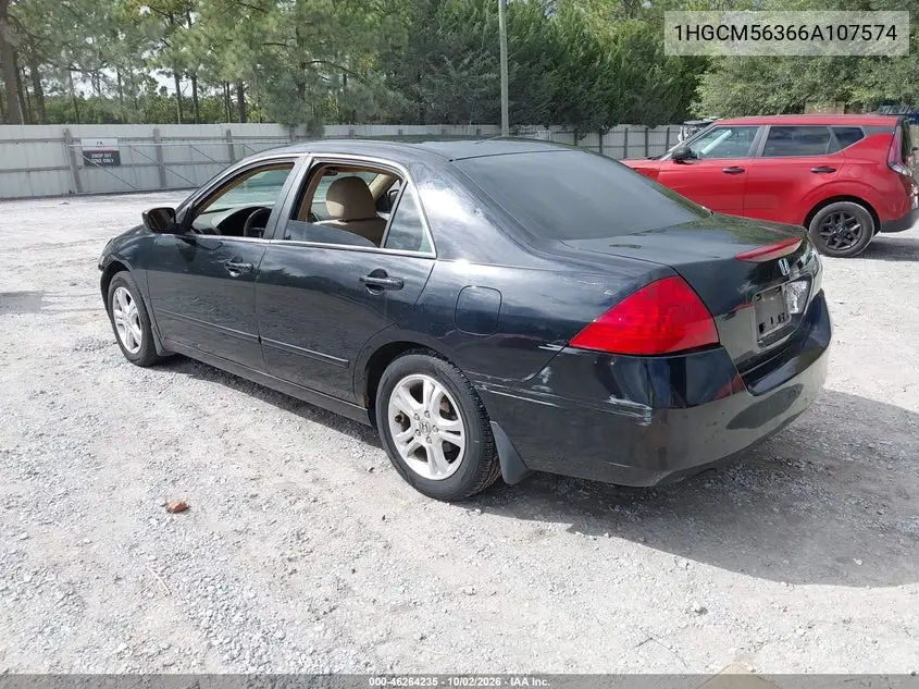 2006 HONDA ACCORD VIN 1HGCM56366A107574 — фото 3