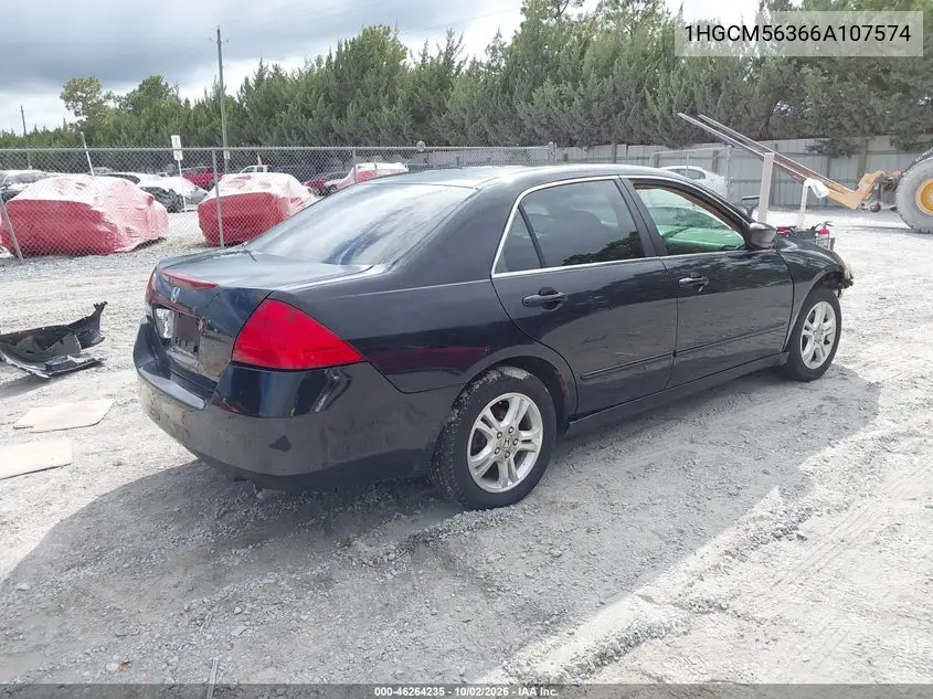2006 HONDA ACCORD VIN 1HGCM56366A107574 — фото 4