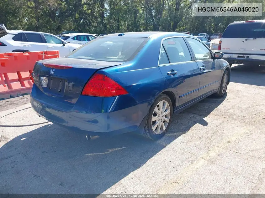 2006 HONDA ACCORD VIN 1HGCM66546A045020 — фото 4