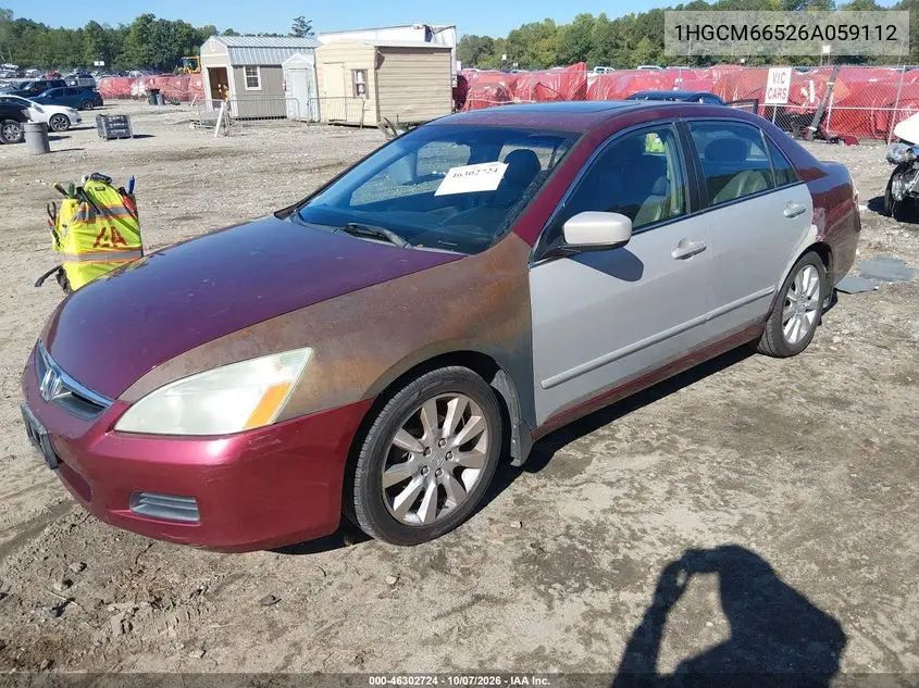 2006 HONDA ACCORD VIN 1HGCM66526A059112 — фото 2