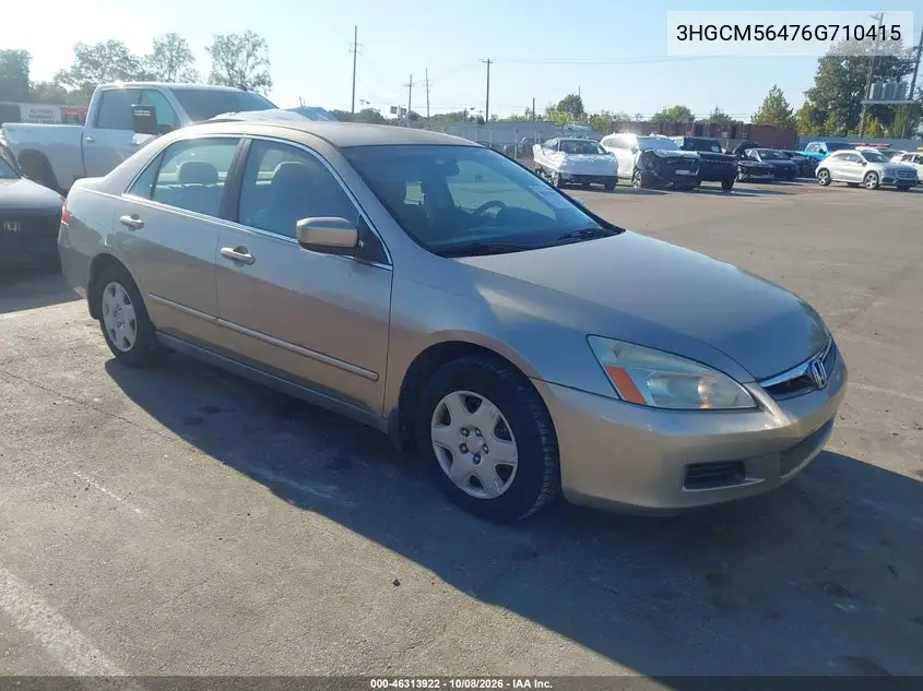 HONDA ACCORD 2006, VIN 3HGCM56476G710415
