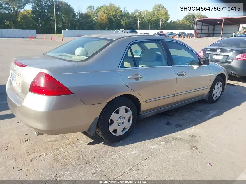 2006 HONDA ACCORD VIN 3HGCM56476G710415 — фото 4