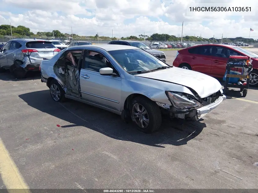 HONDA ACCORD 2006, VIN 1HGCM56306A103651