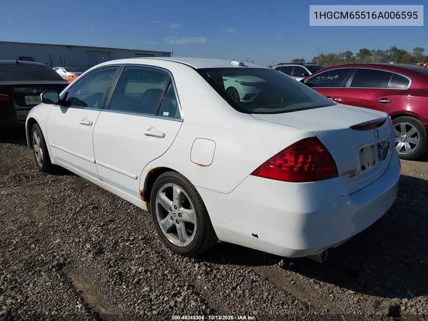 2006 HONDA ACCORD VIN 1HGCM65516A006595 — фото 3