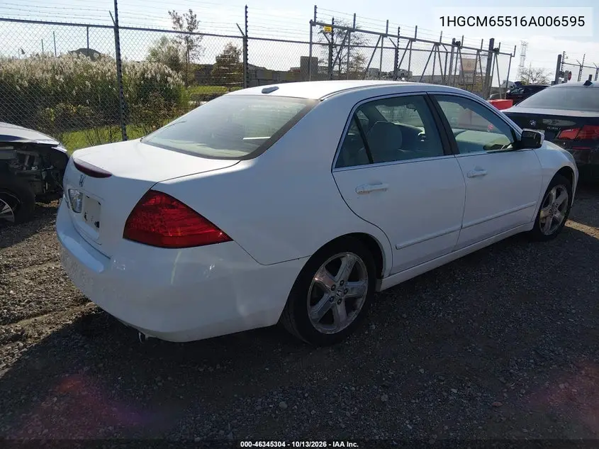 2006 HONDA ACCORD VIN 1HGCM65516A006595 — фото 4