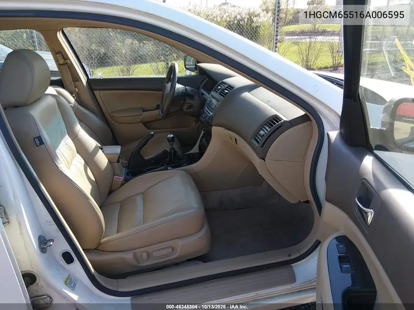 2006 HONDA ACCORD VIN 1HGCM65516A006595 — фото 5