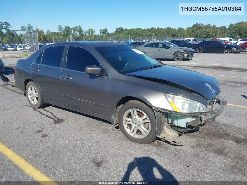 HONDA ACCORD 2006, VIN 1HGCM56756A010384