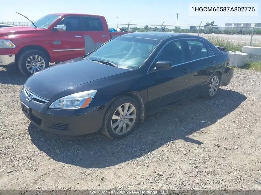 2007 HONDA ACCORD VIN 1HGCM66587A802776 — фото 2