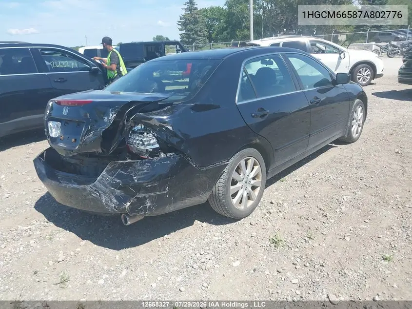 2007 HONDA ACCORD VIN 1HGCM66587A802776 — фото 4