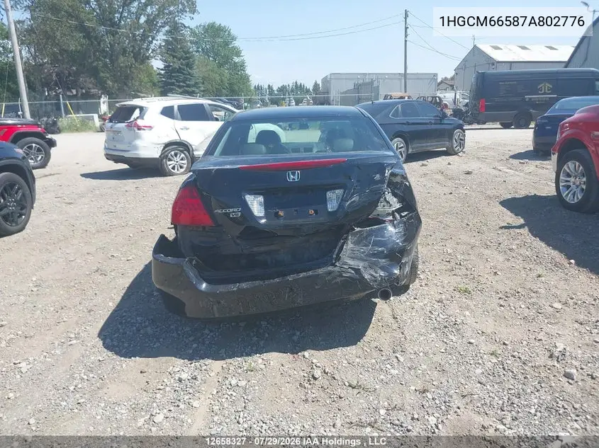 2007 HONDA ACCORD VIN 1HGCM66587A802776 — фото 6