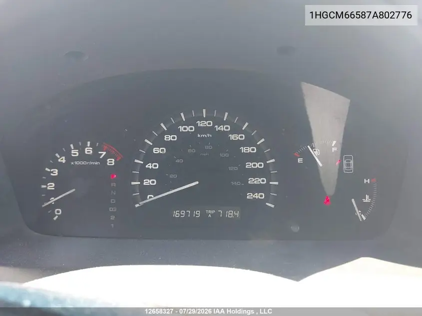 2007 HONDA ACCORD VIN 1HGCM66587A802776 — фото 7
