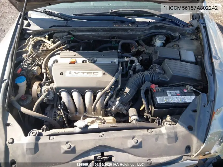 2007 HONDA ACCORD VIN 1HGCM56157A802242 — фото 10