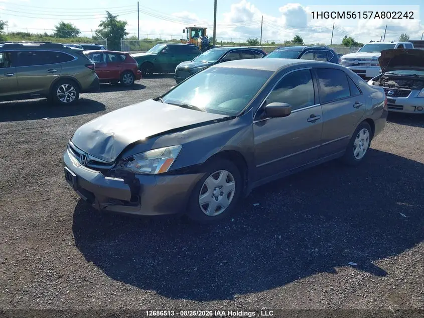2007 HONDA ACCORD VIN 1HGCM56157A802242 — фото 2