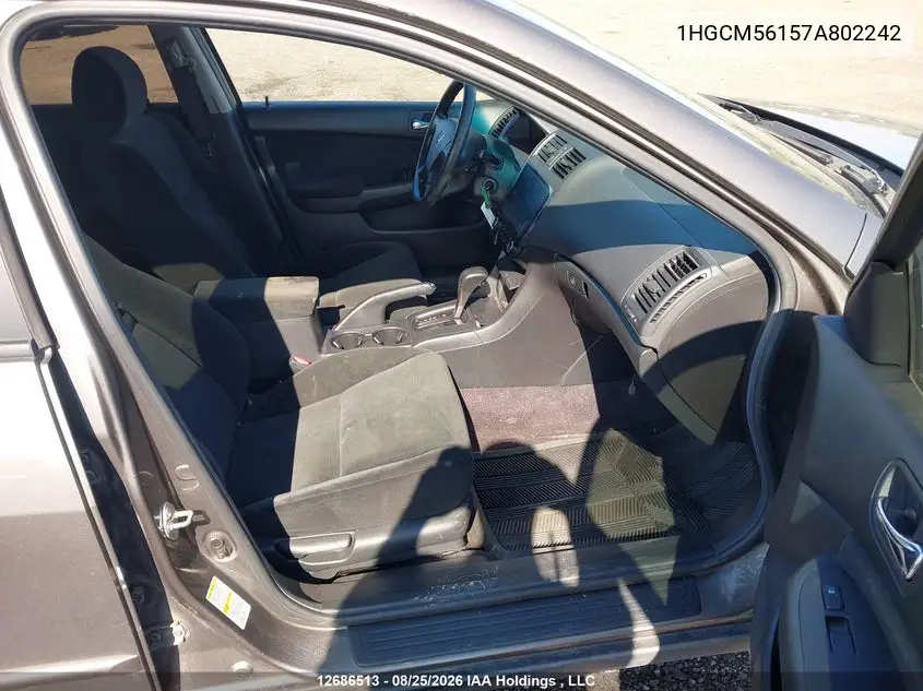 2007 HONDA ACCORD VIN 1HGCM56157A802242 — фото 5