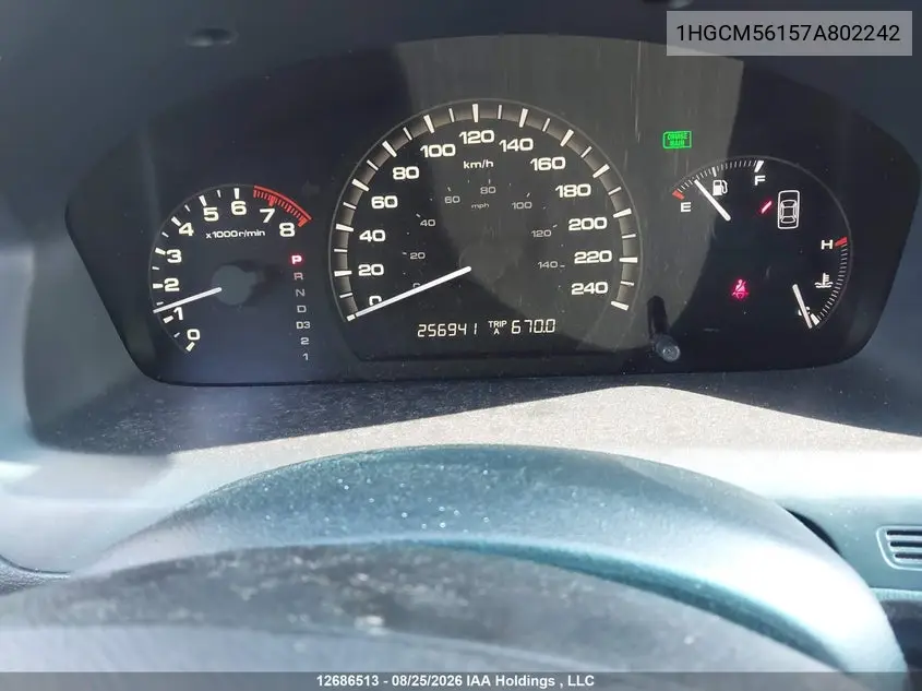2007 HONDA ACCORD VIN 1HGCM56157A802242 — фото 7