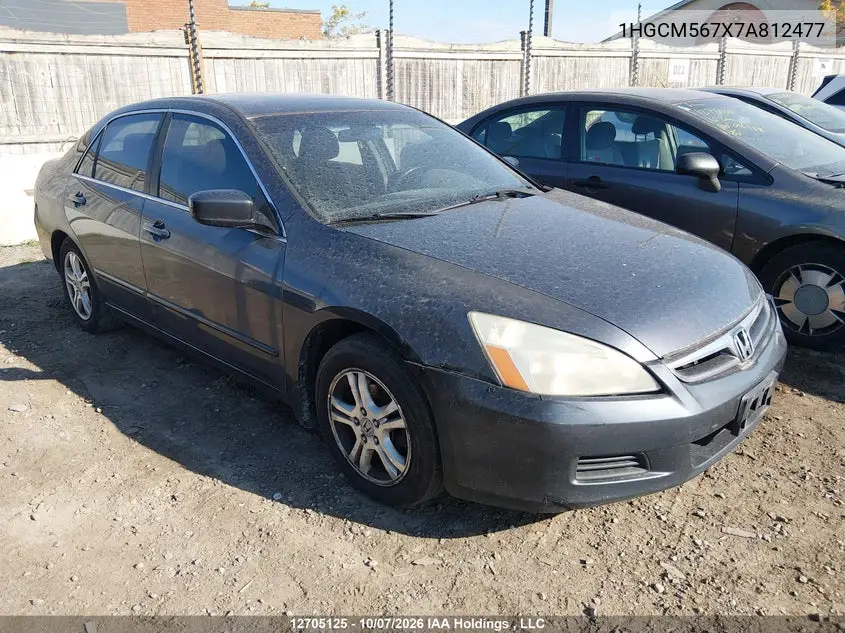HONDA ACCORD 2007, VIN 1HGCM567X7A812477