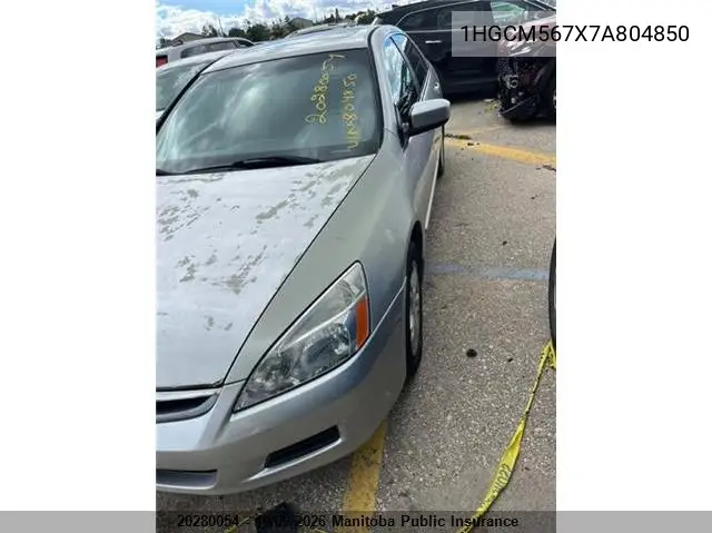 2007 HONDA ACCORD VIN 1HGCM567X7A804850 — фото 2