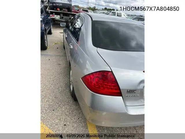 2007 HONDA ACCORD VIN 1HGCM567X7A804850 — фото 3