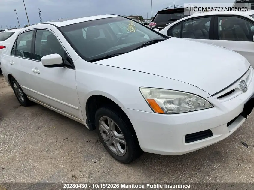 HONDA ACCORD 2007, VIN 1HGCM56777A805003