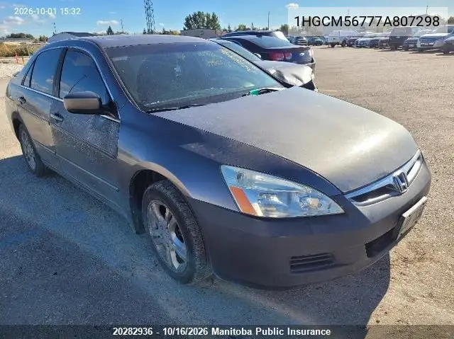 HONDA ACCORD 2007, VIN 1HGCM56777A807298