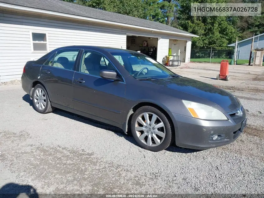 HONDA ACCORD 2007, VIN 1HGCM66837A026728