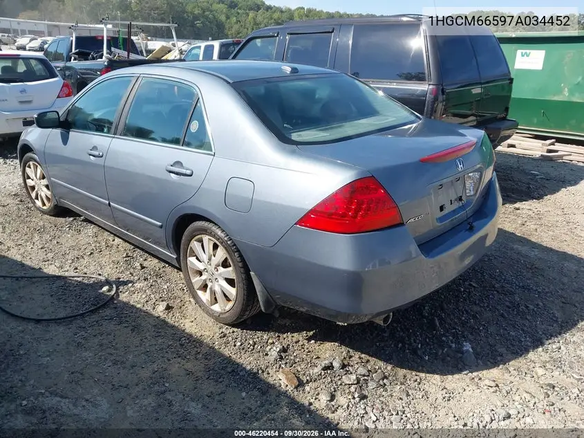 2007 HONDA ACCORD VIN 1HGCM66597A034452 — фото 3