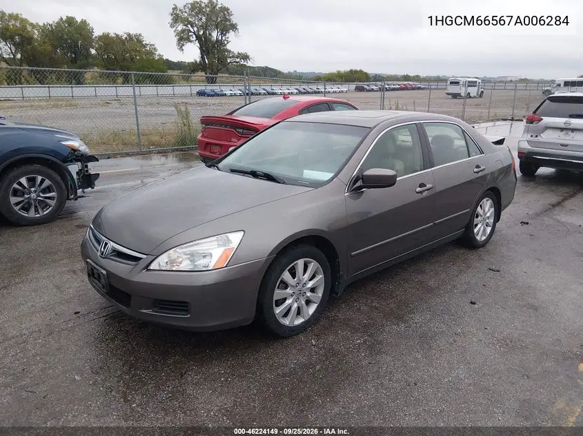 2007 HONDA ACCORD VIN 1HGCM66567A006284 — фото 2