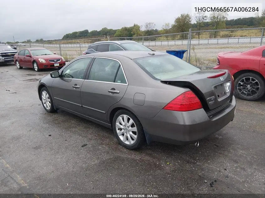 2007 HONDA ACCORD VIN 1HGCM66567A006284 — фото 3