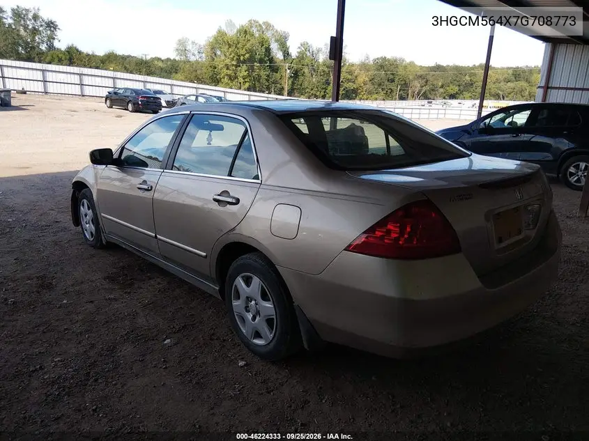 2007 HONDA ACCORD VIN 3HGCM564X7G708773 — фото 3