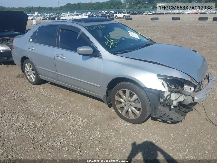 HONDA ACCORD 2007, VIN 1HGCM668X7A012938