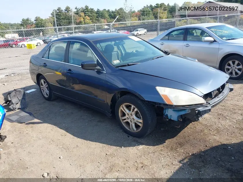 HONDA ACCORD 2007, VIN JHMCM56357C022597