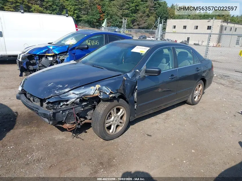 2007 HONDA ACCORD VIN JHMCM56357C022597 — фото 2