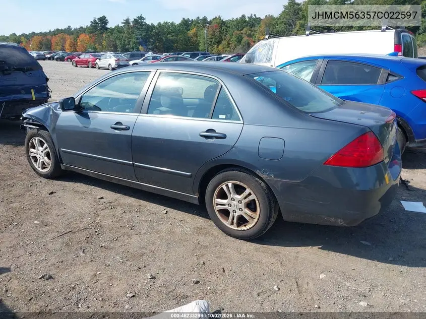 2007 HONDA ACCORD VIN JHMCM56357C022597 — фото 3
