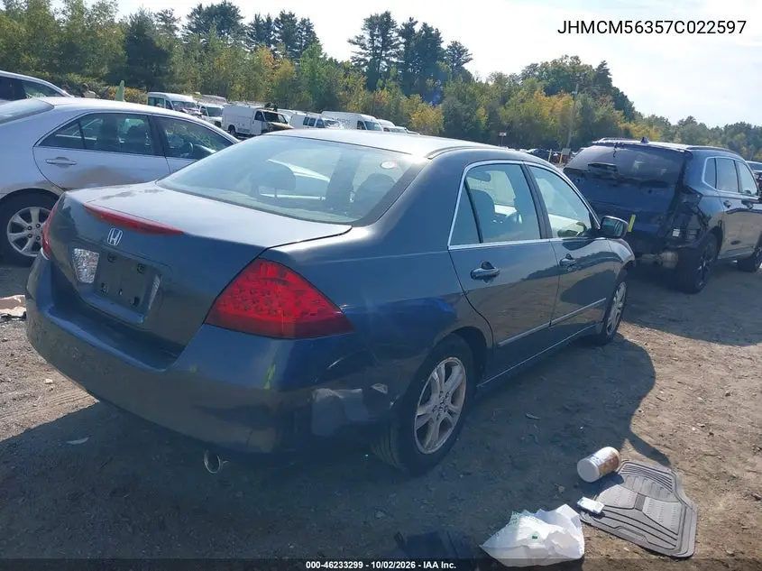 2007 HONDA ACCORD VIN JHMCM56357C022597 — фото 4